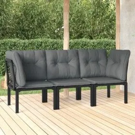 Gartenmöbel-Set 3-teilig aus schwarzem und grauem synthetischem Rattan von vidaXL, Gartensets - Ref: Foro24-3187731, Preis: 1...