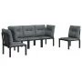 Garden furniture set 5 pieces black and gray synthetic rattan by vidaXL, Garden sets - Ref: Foro24-3187736, Price: 262,35 €, ...
