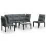 Garden furniture set 6 pieces black and gray synthetic rattan by vidaXL, Garden sets - Ref: Foro24-3187737, Price: 309,63 €, ...