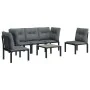 Gartenmöbel-Set 6-teilig aus schwarzem und grauem synthetischem Rattan von vidaXL, Gartensets - Ref: Foro24-3187737, Preis: 3...