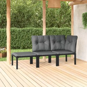 Garden furniture set 3 pieces black and gray synthetic rattan by vidaXL, Garden sets - Ref: Foro24-3187740, Price: 133,74 €, ...