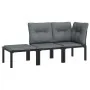 Gartenmöbel-Set 3-teilig aus schwarzem und grauem synthetischem Rattan von vidaXL, Gartensets - Ref: Foro24-3187740, Preis: 1...