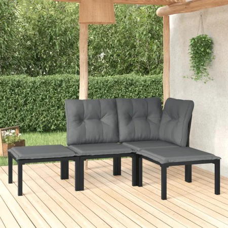 Garden furniture set 4 pieces black and gray synthetic rattan by vidaXL, Garden sets - Ref: Foro24-3187741, Price: 176,04 €, ...