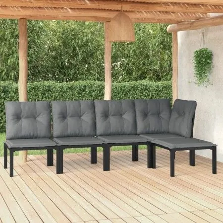 Garden furniture set 5 pieces black and gray synthetic rattan by vidaXL, Garden sets - Ref: Foro24-3187745, Price: 230,65 €, ...