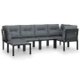 Juego de muebles de jardín 6 pzas ratán sintético negro y gris de vidaXL, Conjuntos de jardín - Ref: Foro24-3187758, Precio: ...