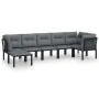 Gartenmöbel-Set 7-teilig aus schwarzem und grauem synthetischem Rattan von vidaXL, Gartensets - Ref: Foro24-3187760, Preis: 3...