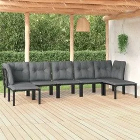 Gartenmöbel-Set 7-teilig aus schwarzem und grauem synthetischem Rattan von vidaXL, Gartensets - Ref: Foro24-3187764, Preis: 3...