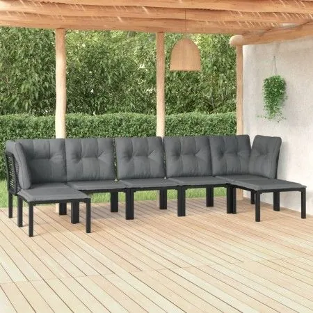 Gartenmöbel-Set 7-teilig aus schwarzem und grauem synthetischem Rattan von vidaXL, Gartensets - Ref: Foro24-3187764, Preis: 3...