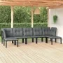 Gartenmöbel-Set 7-teilig aus schwarzem und grauem synthetischem Rattan von vidaXL, Gartensets - Ref: Foro24-3187764, Preis: 3...
