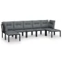Gartenmöbel-Set 7-teilig aus schwarzem und grauem synthetischem Rattan von vidaXL, Gartensets - Ref: Foro24-3187764, Preis: 3...