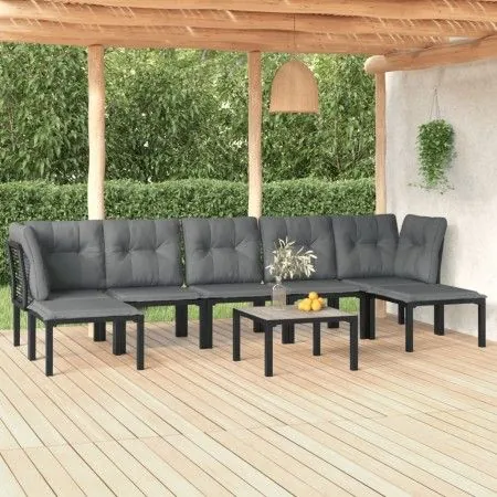 Gartenmöbel-Set 8 Stück aus schwarzem und grauem synthetischem Rattan von vidaXL, Gartensets - Ref: Foro24-3187765, Preis: 33...