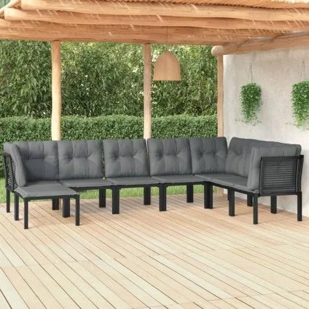 Garden furniture set 8 pieces black and gray synthetic rattan by vidaXL, Garden sets - Ref: Foro24-3187766, Price: 375,16 €, ...