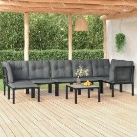 Gartenmöbel-Set 8-teilig aus schwarzem und grauem synthetischem Rattan von vidaXL, Gartensets - Ref: Foro24-3187761, Preis: 3...