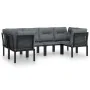 Gartenmöbel-Set 6-teilig aus schwarzem und grauem synthetischem Rattan von vidaXL, Gartensets - Ref: Foro24-3187768, Preis: 3...