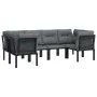 Gartenmöbel-Set 6-teilig aus schwarzem und grauem synthetischem Rattan von vidaXL, Gartensets - Ref: Foro24-3187768, Preis: 3...