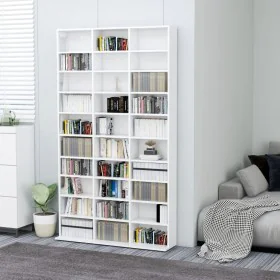 Glossy white plywood CD cabinet 102x16x177.5 cm by vidaXL, CD and DVD storage - Ref: Foro24-801784, Price: 142,10 €, Discount: %