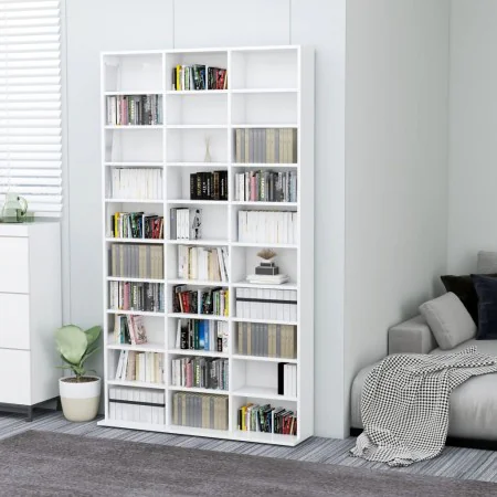 Glossy white plywood CD cabinet 102x16x177.5 cm by vidaXL, CD and DVD storage - Ref: Foro24-801784, Price: 146,92 €, Discount: %