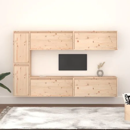 TV-Möbel 6-teilig aus massivem Kiefernholz von vidaXL, TV-Möbel - Ref: Foro24-3100234, Preis: 310,75 €, Rabatt: %