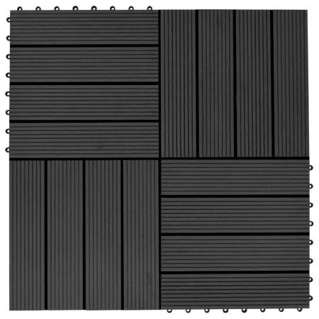 WPC porch tiles 30x30 cm 2 m² black 22 units by vidaXL, Floors and carpets - Ref: Foro24-277800, Price: 120,44 €, Discount: %