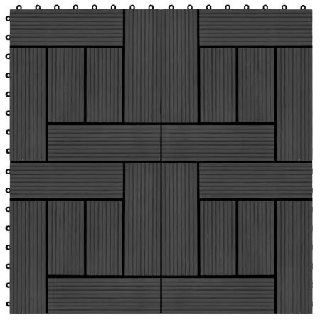 WPC porch tiles 30x30 cm 2 m² black 22 units by vidaXL, Floors and carpets - Ref: Foro24-277803, Price: 112,64 €, Discount: %
