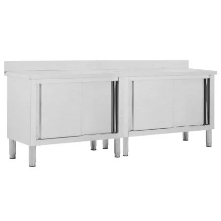 Work tables with sliding doors 2 units steel 240x50x(95-97)cm by vidaXL, Restoration - Ref: Foro24-3055903, Price: 628,18 €, ...