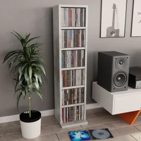 Concrete gray plywood CD shelf 21x20x88cm by vidaXL, CD and DVD storage - Ref: Foro24-800355, Price: 28,83 €, Discount: %