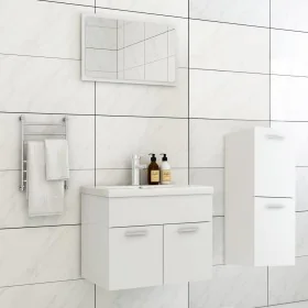 Weißes Badezimmermöbelset aus Holzwerkstoff von vidaXL, Badezimmermöbel - Ref: Foro24-3071180, Preis: 208,88 €, Rabatt: %