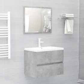 Badezimmermöbelset aus betongrauer Spanplatte von vidaXL, Badezimmermöbel - Ref: Foro24-3071589, Preis: 151,09 €, Rabatt: %