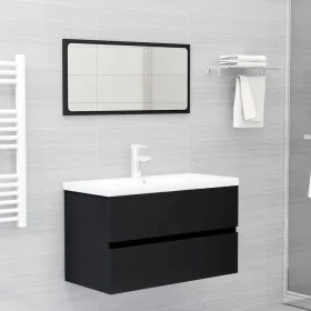 Schwarzes Badezimmermöbelset aus Holzwerkstoff von vidaXL, Badezimmermöbel - Ref: Foro24-3071595, Preis: 193,70 €, Rabatt: %