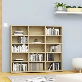 Oak plywood CD shelf 102x23x89.5 cm by vidaXL, CD and DVD storage - Ref: Foro24-801790, Price: 67,34 €, Discount: %