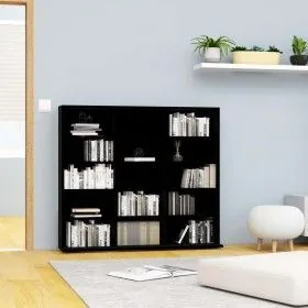 CD shelf made of black plywood 102x23x89.5 cm by vidaXL, CD and DVD storage - Ref: Foro24-801788, Price: 73,66 €, Discount: %