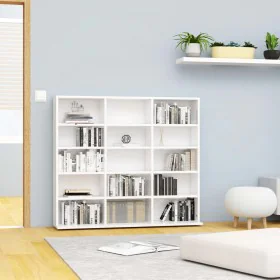Glossy white plywood CD shelf 102x23x89.5 cm by vidaXL, CD and DVD storage - Ref: Foro24-801793, Price: 78,36 €, Discount: %