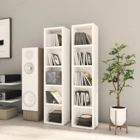 CD shelf 2 units, white glossy plywood, 21x16x93.5 cm by vidaXL, CD and DVD storage - Ref: Foro24-802702, Price: 46,04 €, Dis...