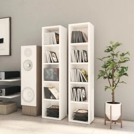 CD shelf 2 units, white glossy plywood, 21x16x93.5 cm by vidaXL, CD and DVD storage - Ref: Foro24-802702, Price: 46,04 €, Dis...