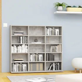 Concrete gray plywood CD shelf 102x23x89.5 cm by vidaXL, CD and DVD storage - Ref: Foro24-801791, Price: 57,95 €, Discount: %
