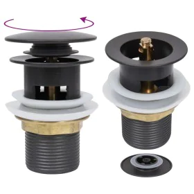 Push drain with overflow function gray 6.4x6.4x9.1cm by vidaXL, Faucets - Ref: Foro24-149058, Price: 13,35 €, Discount: %