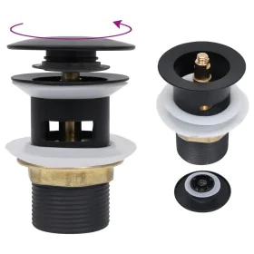 Push drain overflow function black 6.4x6.4x9.1 cm by vidaXL, Faucets - Ref: Foro24-149056, Price: 12,12 €, Discount: %