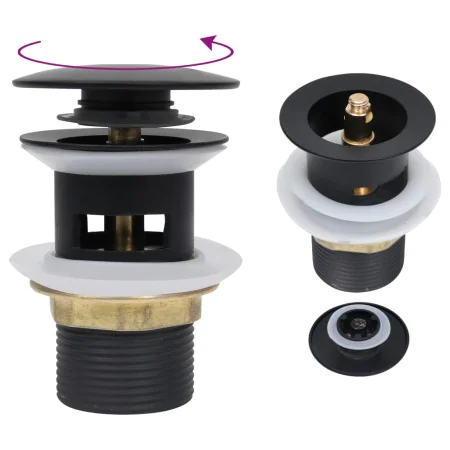 Push drain overflow function black 6.4x6.4x9.1 cm by vidaXL, Faucets - Ref: Foro24-149056, Price: 12,12 €, Discount: %