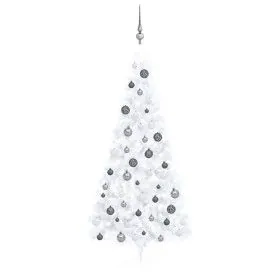 Halber Weihnachtsbaum mit Lichtern und Kugeln weiß 180 cm von vidaXL, Weihnachtsbäume - Ref: Foro24-3077656, Preis: 58,15 €, ...