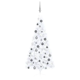 Half Christmas tree with lights and balls white 180 cm by vidaXL, Christmas trees - Ref: Foro24-3077656, Price: 58,15 €, Disc...