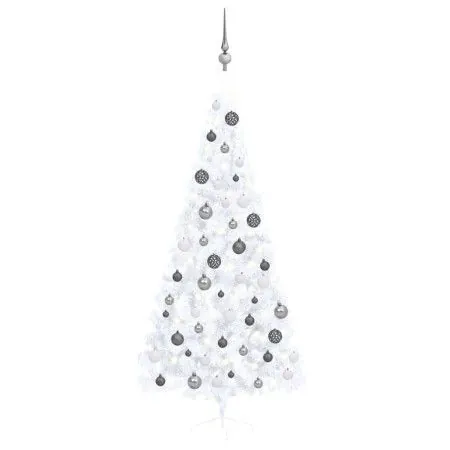 Half Christmas tree with white lights and balls 120 cm by vidaXL, Christmas trees - Ref: Foro24-3077657, Price: 69,39 €, Disc...