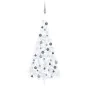 Halber Weihnachtsbaum mit Lichtern und weißen Kugeln 120 cm von vidaXL, Weihnachtsbäume - Ref: Foro24-3077657, Preis: 69,39 €...