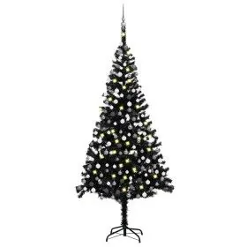 Árbol de Navidad preiluminado con luces y bolas negro 240 cm de vidaXL, Arboles de navidad - Ref: Foro24-3077678, Precio: 126...