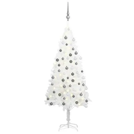 Árbol de Navidad preiluminado con luces y bolas blanco 120 cm de vidaXL, Arboles de navidad - Ref: Foro24-3077718, Precio: 77...