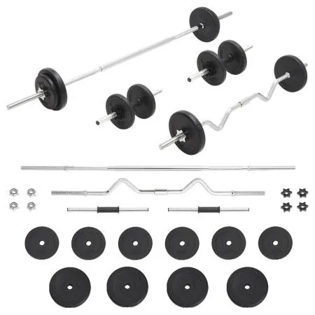 Juego de barras y pesas 30 kg de vidaXL, Peso libre - Ref: Foro24-93589, Precio: 127,88 €, Descuento: %