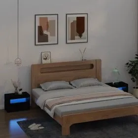 Bedside tables with LED lights 2 pcs black 60x35x40 cm by vidaXL, Nightstands - Ref: Foro24-3080735, Price: 130,00 €, Discoun...