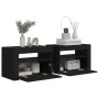 Bedside tables with LED lights 2 pcs black 60x35x40 cm by vidaXL, Nightstands - Ref: Foro24-3080735, Price: 130,00 €, Discoun...