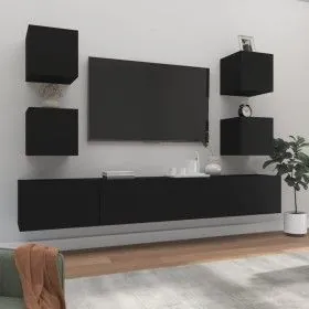 Set de muebles para TV 6 piezas madera contrachapada negro de vidaXL, Muebles TV - Ref: Foro24-3114263, Precio: 178,78 €, Des...