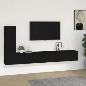 Set de muebles para TV 3 piezas madera contrachapada negro de vidaXL, Muebles TV - Ref: Foro24-3114319, Precio: 156,27 €, Des...