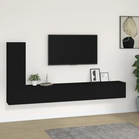 3-piece black plywood TV furniture set by vidaXL, TV Furniture - Ref: Foro24-3114319, Price: 156,27 €, Discount: %
